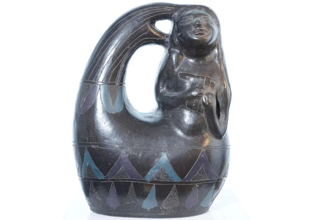 Manuel Felguerez (Mexican, 1928-2020) Painted Black pottery mermaid - Estate Fresh Austin