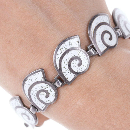 Margot De Taxco Sterling silver enamel bracelet - Estate Fresh Austin