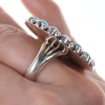 Marie Bahe Navajo Sterling/Turquoise cluster ring - Estate Fresh Austin