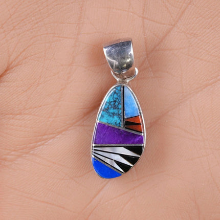 Marie Tsosie Navajo Sterling multi-stone channel inlay pendant - Estate Fresh Austin