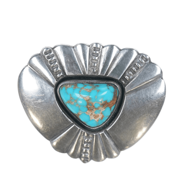 Mark Chee (1914 - 1981) Navajo Silver Pin with turquoise - Estate Fresh Austin