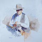 Mark Kohler Texas Artist 1997 Cowboy Watercolor Early Work - Estate Fresh Austin