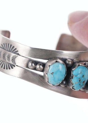 Mark Yazzie Navajo Sterling/turquoise cuff bracelet - Estate Fresh Austin