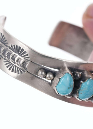 Mark Yazzie Navajo Sterling/turquoise cuff bracelet - Estate Fresh Austin