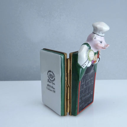 Marque Peint Main Menu Board Pig Trinket Box Hand Painted - Estate Fresh Austin