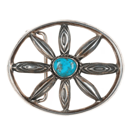 Martha Cayatineto Navajo sterling and turquoise belt buckle - Estate Fresh Austin