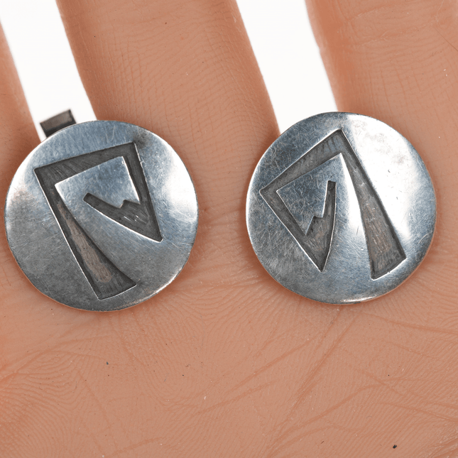 Marvin c Lomaheftewa Hopi silver cufflinks - Estate Fresh Austin