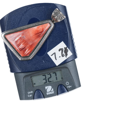 Mary Marie Yazzie Lincoln Navajo sterlin with spiny oyster pendant - Estate Fresh Austin