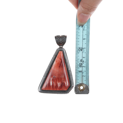 Mary Marie Yazzie Lincoln Navajo sterlin with spiny oyster pendant - Estate Fresh Austin