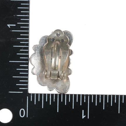 Mary Marie Yazzie Lincoln sterling high grade coral cluster clip-on earrings - Estate Fresh Austin