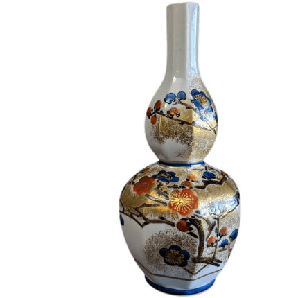 Masaaki Yamagishi Hand Painted Japanese Kutani Porcelain Double Gourd Vase - Estate Fresh Austin