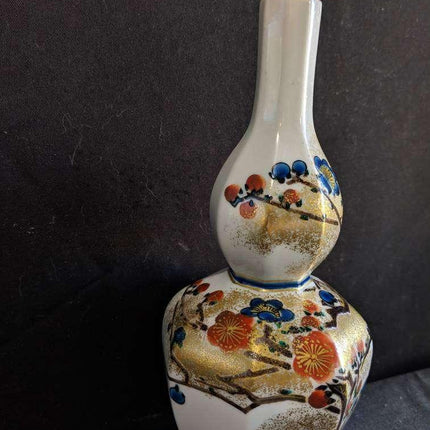 Masaaki Yamagishi Hand Painted Japanese Kutani Porcelain Double Gourd Vase - Estate Fresh Austin