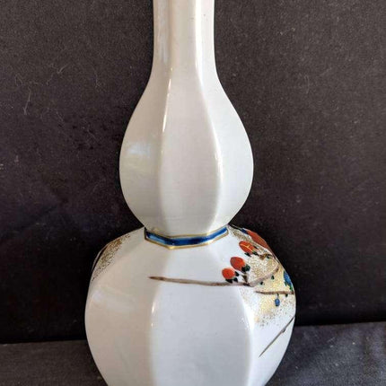 Masaaki Yamagishi Hand Painted Japanese Kutani Porcelain Double Gourd Vase - Estate Fresh Austin