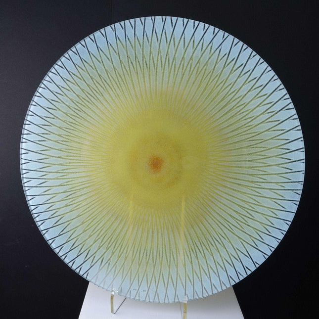 Maurice Heaton(1900 - 1989) 16" Mid Century Modern Enameled Art Glass Charger - Estate Fresh Austin