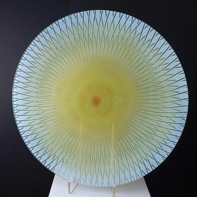 Maurice Heaton(1900-1989) 16" Mid Century Modern Enameled Art Glass Charger - Estate Fresh Austin