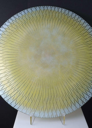 Maurice Heaton(1900 - 1989) 16" Mid Century Modern Enameled Art Glass Charger - Estate Fresh Austin