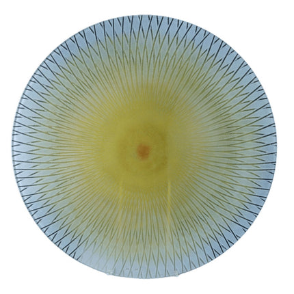 Maurice Heaton(1900 - 1989) 16" Mid Century Modern Enameled Art Glass Charger - Estate Fresh Austin