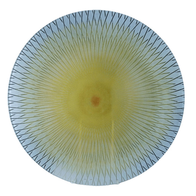 Maurice Heaton(1900 - 1989) 16" Mid Century Modern Enameled Art Glass Charger - Estate Fresh Austin