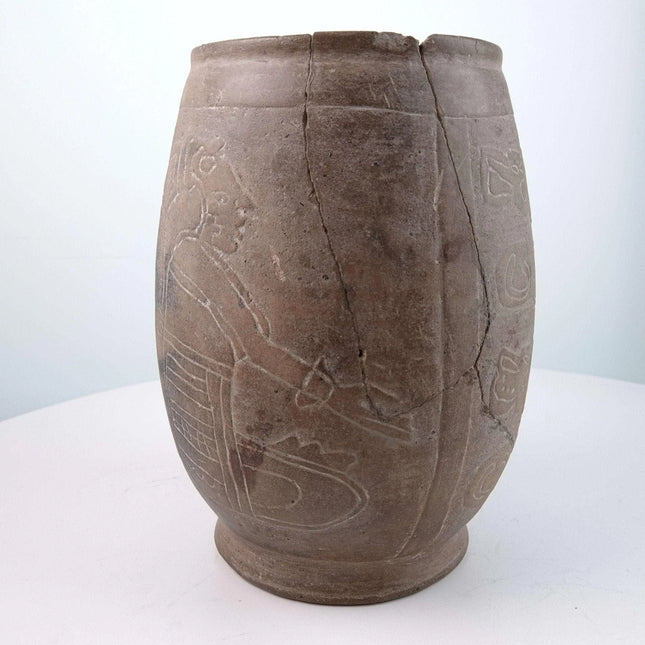 Mayan Pre-Columbian Pottery Carved Cylindrical Vessel - Estate Fresh Austin