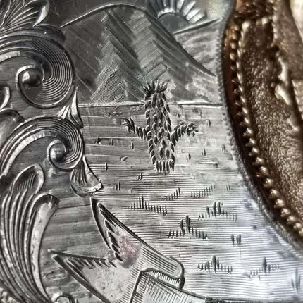 McCabe Belt Buckle Sterling & 10k Gold Cowboy with Lasso "Apple Valley Little Ne - Estate Fresh Austin