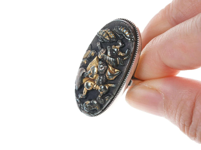 Meiji Japanese Shakudo Sterling/Gold on bronze Mixed Metal ring e - Estate Fresh Austin