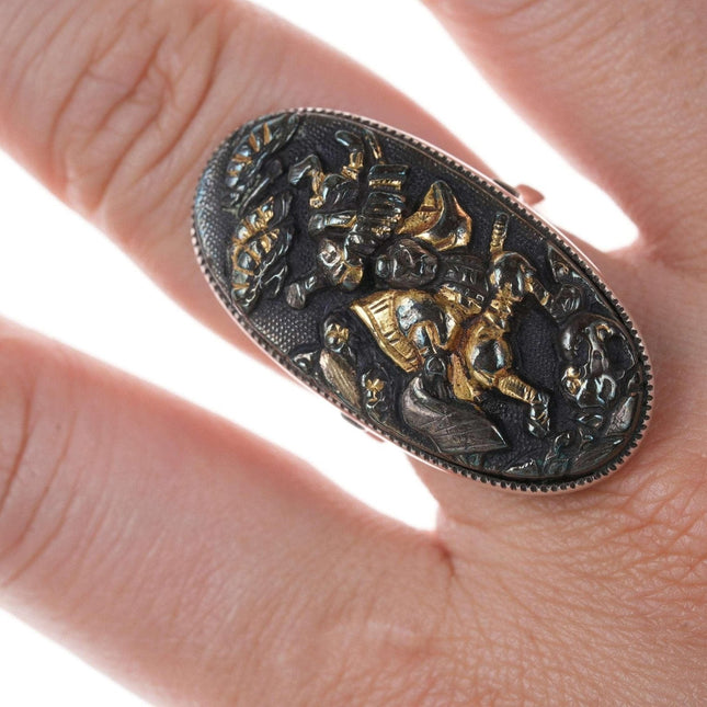 Meiji Japanese Shakudo Sterling/Gold on bronze Mixed Metal ring e - Estate Fresh Austin