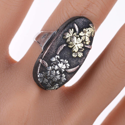 Meiji Japanese Shakudo Sterling/Gold on bronze Mixed Metal ring - Estate Fresh Austin