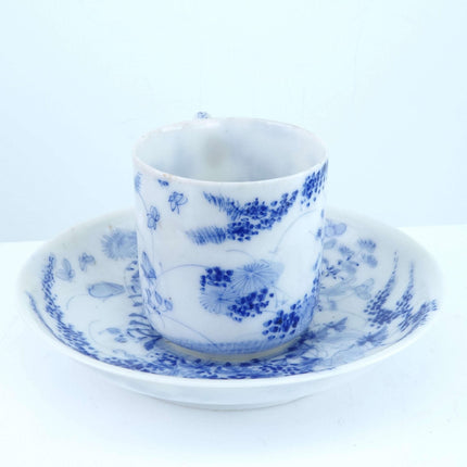 Meiji Period Japanese Hirado Blue Underlaze Hand Painted Cup and Saucer - Estate Fresh Austin