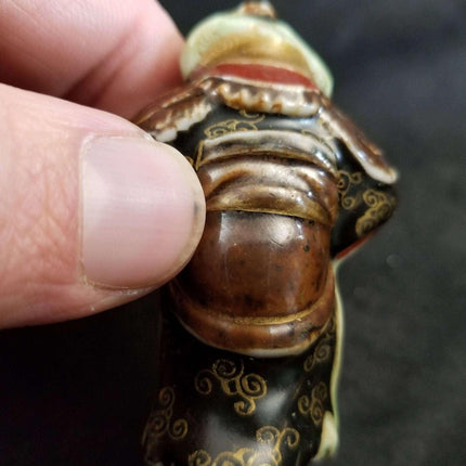 Meiji Period Miniature Japanese Samurai Figure Hand Painted c.late 19th century - Estate Fresh Austin