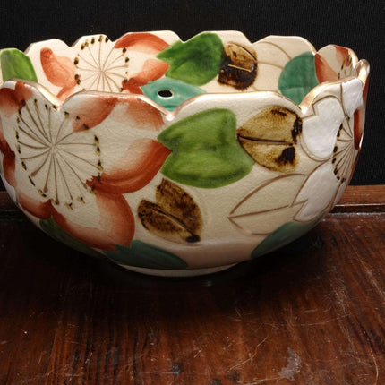 Meiji Period Satsuma Reticulated Bowl with Painted Flowers c.1880 - Estate Fresh Austin