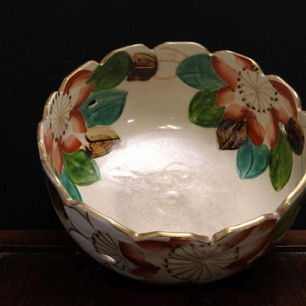 Meiji Period Satsuma Reticulated Bowl with Painted Flowers c.1880 - Estate Fresh Austin