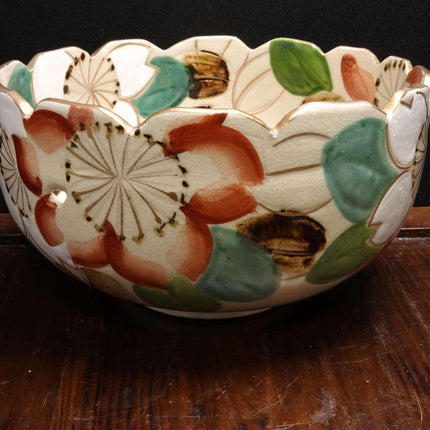 Meiji Period Satsuma Reticulated Bowl with Painted Flowers c.1880 - Estate Fresh Austin