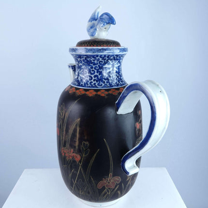 Meiji Period Totai Shippo Japanese Cloisonne Over Porcelain Coffeepot with Chick - Estate Fresh Austin