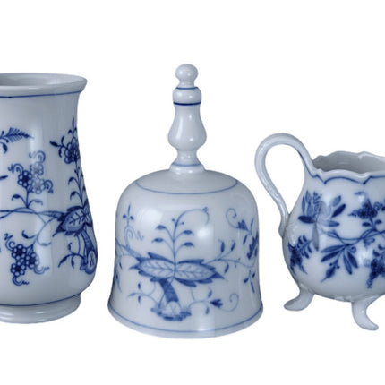 Meissen Blue Onion Bell, 3 Toe Creamer, and Vase - Estate Fresh Austin