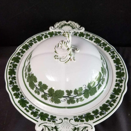 Meissen Full Green Vine Covered Vegetable 13.25" wide with handles x 7" tall - Estate Fresh Austin