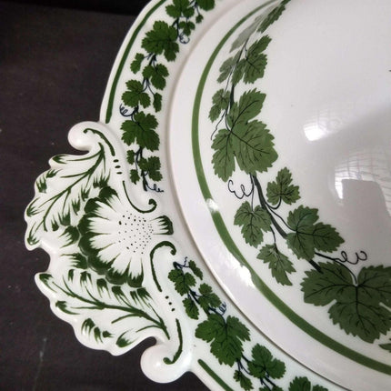 Meissen Full Green Vine Covered Vegetable 13.25" wide with handles x 7" tall - Estate Fresh Austin