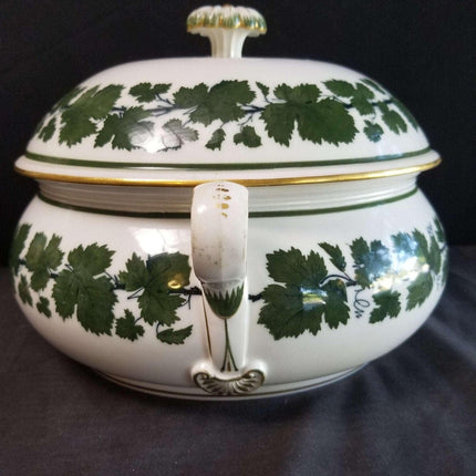 Meissen Full Green Vine Gold Trim Large Covered Tureen 12.5" wide x 8" tall - Estate Fresh Austin