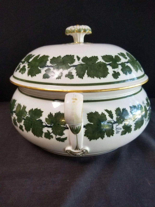 Meissen Full Green Vine Gold Trim Large Covered Tureen 12.5" wide x 8" tall - Estate Fresh Austin
