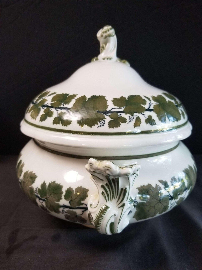 Meissen Full Green Vine Large Covered soup Tureen 15" wide x 10" tall - Estate Fresh Austin