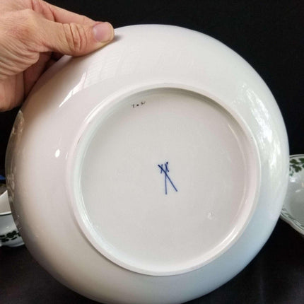 Meissen Full Green Vine Serving Bowls 9.25" oval and 10" - Estate Fresh Austin