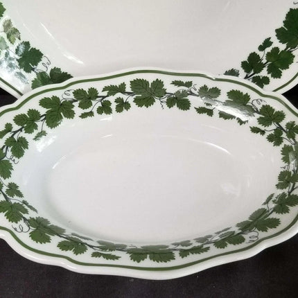 Meissen Full Green Vine Serving Bowls 9.25" oval and 10" - Estate Fresh Austin