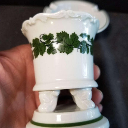 Meissen Full Green Vine vase//match Toothpick Holder Ash Tray - Estate Fresh Austin