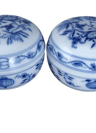 Meissen Onion Covered Box Pair Round dresser box - Estate Fresh Austin