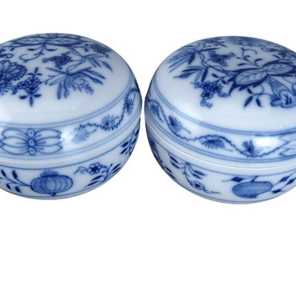 Meissen Onion Covered Box Pair Round dresser box - Estate Fresh Austin