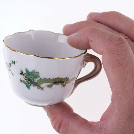 Meissen Rich Court Dragon Green Demitasse Espresso cup and saucer (multiple avai - Estate Fresh Austin