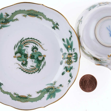 Meissen Rich Court Dragon Green Demitasse Espresso cup and saucer (multiple avai - Estate Fresh Austin