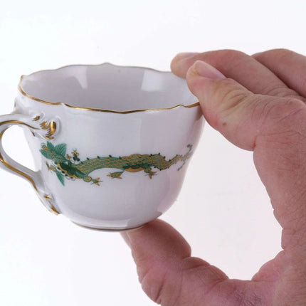 Meissen Rich Court Dragon Green Demitasse Espresso cup and saucer (multiple avai - Estate Fresh Austin