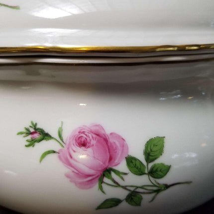 Meissen Rose Pink Gold Rimmed Large Oval Tureen 14.75" x 11" tall - Estate Fresh Austin