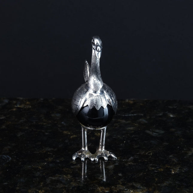 Mexican Plateado Silver Wobbling flamingo on Onyx ball - Estate Fresh Austin