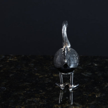 Mexican Plateado Silver Wobbling flamingo on Onyx ball - Estate Fresh Austin